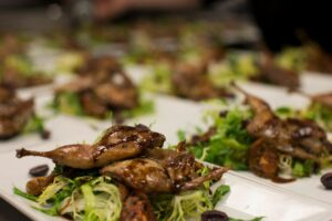 A selection of gourmet appetizers prepared by Cater Dallas for a catered event.