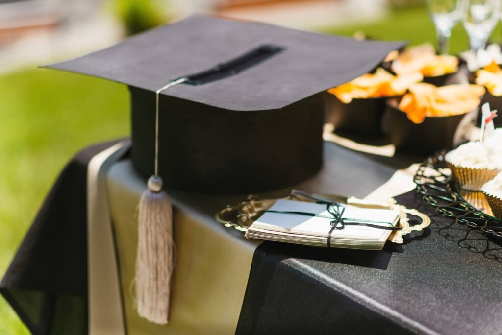 graduation on a table for catering