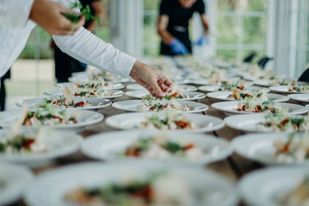 Catering meals at a wedding