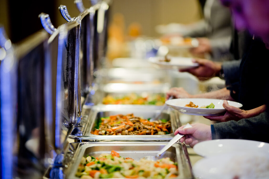buffet food, catering food party at restaurant, mini canapes,