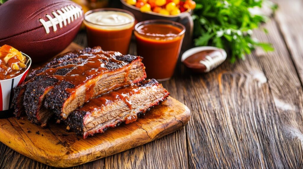 a prime rib table spread for football game days