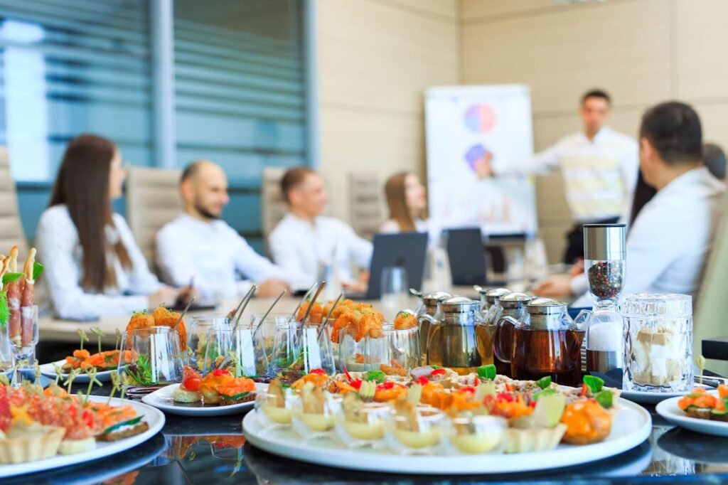 A corporate catering session