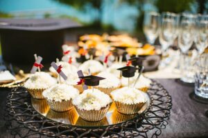 A platter of cupcakes for a graduation celebration